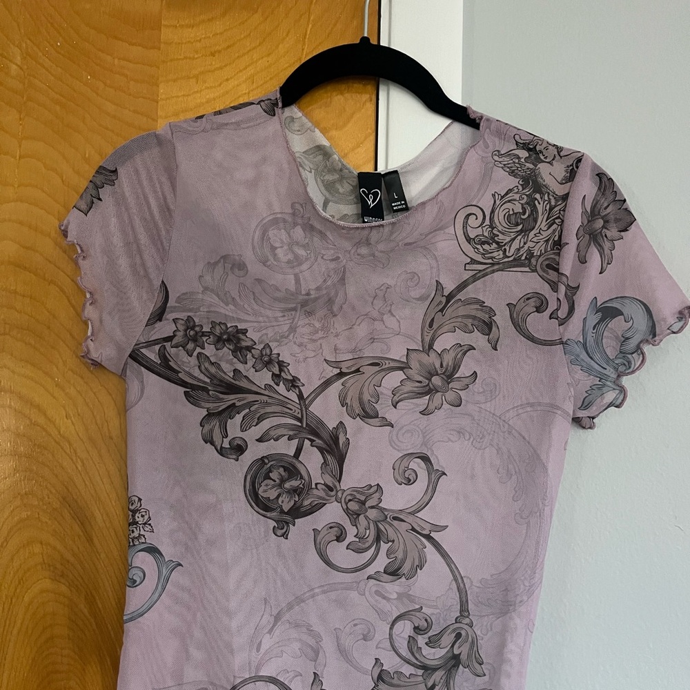 Windsor Black and Purple Fitted Graphic Short Sleeve Top